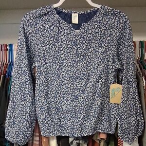 Abouts Kids Floral Blue Blouse